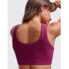 imageCRZ YOGA Ribbed Sports Bras for Women  U Back Wireless Medium Impact Padded Yoga Workout CamiMagenta Purple