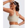 imageCRZ YOGA Ribbed Sports Bras for Women  U Back Wireless Medium Impact Padded Yoga Workout CamiMojave Tan