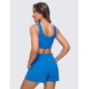 imageCRZ YOGA Ribbed Sports Bras for Women  U Back Wireless Medium Impact Padded Yoga Workout CamiSparkle Blue