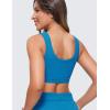 imageCRZ YOGA Ribbed Sports Bras for Women  U Back Wireless Medium Impact Padded Yoga Workout CamiSupersonic Blue