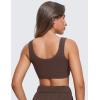 imageCRZ YOGA Ribbed Sports Bras for Women  U Back Wireless Medium Impact Padded Yoga Workout CamiTaupe