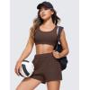 imageCRZ YOGA Ribbed Sports Bras for Women  U Back Wireless Medium Impact Padded Yoga Workout CamiTaupe