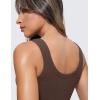 imageCRZ YOGA Ribbed Sports Bras for Women  U Back Wireless Medium Impact Padded Yoga Workout CamiTaupe