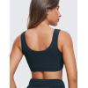 imageCRZ YOGA Ribbed Sports Bras for Women  U Back Wireless Medium Impact Padded Yoga Workout CamiTrue Navy
