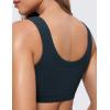 imageCRZ YOGA Ribbed Sports Bras for Women  U Back Wireless Medium Impact Padded Yoga Workout CamiTrue Navy