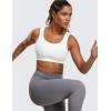 imageCRZ YOGA Ribbed Sports Bras for Women  U Back Wireless Medium Impact Padded Yoga Workout CamiWhite