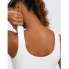 imageCRZ YOGA Ribbed Sports Bras for Women  U Back Wireless Medium Impact Padded Yoga Workout CamiWhite