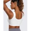 imageCRZ YOGA Ribbed Sports Bras for Women  U Back Wireless Medium Impact Padded Yoga Workout CamiWhite