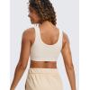 imageCRZ YOGA Ribbed Sports Bras for Women  U Back Wireless Medium Impact Padded Yoga Workout CamiWhite Apricot