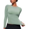 imageCRZ YOGA Softembrace Long Sleeve Shirts for Women Soft Crew Neck Fall Basic Tight Tops Fitted Casual Going Out TShirtsGreen Palm Court
