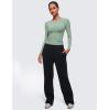 imageCRZ YOGA Softembrace Long Sleeve Shirts for Women Soft Crew Neck Fall Basic Tight Tops Fitted Casual Going Out TShirtsGreen Palm Court