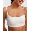 imageCRZ YOGA Womens Butterluxe Adjustable Spaghetti Strap Sports Bra  Scoop Neck Wireless Padded Yoga Workout Crop TopMilky White Bone