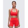 imageCRZ YOGA Womens Butterluxe Halter Sports Bras  Scoop Neck Padded Open Back Yoga Crop Gym Tops Low ImpactDeep Red