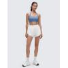 imageCRZ YOGA Womens Butterluxe Halter Sports Bras  Scoop Neck Padded Open Back Yoga Crop Gym Tops Low ImpactOasis Blue