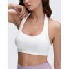 imageCRZ YOGA Womens Butterluxe Halter Sports Bras  Scoop Neck Padded Open Back Yoga Crop Gym Tops Low ImpactWhite