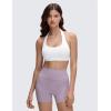 imageCRZ YOGA Womens Butterluxe Halter Sports Bras  Scoop Neck Padded Open Back Yoga Crop Gym Tops Low ImpactWhite