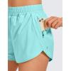 imageCRZ YOGA Womens High Waisted Running Shorts Mesh Liner 3 Dolphin Quick Dry for Athletic Gym Track Workout with Zip PocketTurquoise2