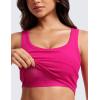 imageCRZ YOGA Womens Ribbed Longline Sports Bra  U Neck Padded Yoga Cami Workout Crop Tank Top Built in PadsGranita Pink