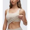 imageCRZ YOGA Womens Ribbed Longline Sports Bra  U Neck Padded Yoga Cami Workout Crop Tank Top Built in PadsMojave Tan