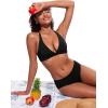 imageCRZ YOGA Womens V Neck Bikini Tops Criss Cross Back Sexy Swim Bathing Suit Bra PaddedBlack