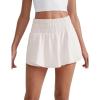 imageCRZ YOGA Athletic Shorts for Women High Waisted Flowy Ruffle Skirt Overlay for Workout Running Tennis with Zip PocketMilky White Bone