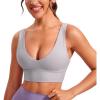 imageCRZ YOGA Butterluxe Womens VNeck Longline Sports Bra  Wireless UShaped Open Back Yoga Low Impact Padded Crop TopGull Gray