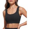 imageCRZ YOGA Ribbed Sports Bras for Women  U Back Wireless Medium Impact Padded Yoga Workout CamiBlack