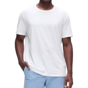 imageCRZ YOGA Mens CottonBlend Short Sleeve Tee Tops Moisture Wicking Workout Athletic Casual Lightweight Soft Basic TShirtWhite