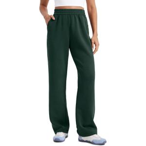 imageCRZ YOGA SoftAura Wide Leg Sweatpants Women 29quot31quot Modal High Waisted Lounge Travel Casual Sweat Pants with PocketsLegend Green