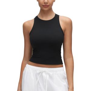 imageCRZ YOGA Softembrace High Neck Casual Tops for Women Soft Double Lined Sleeveless Shirts Basic Summer Going Out TanksBlack