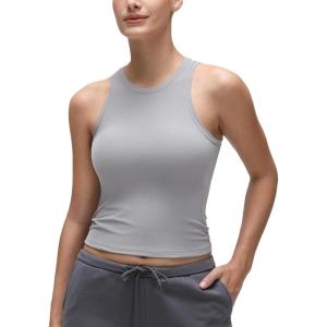 imageCRZ YOGA Softembrace High Neck Casual Tops for Women Soft Double Lined Sleeveless Shirts Basic Summer Going Out TanksRhino Grey