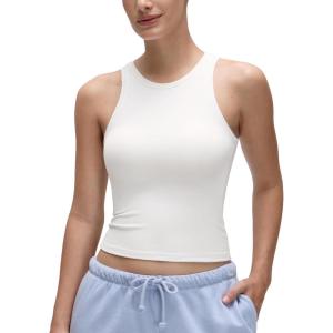 imageCRZ YOGA Softembrace High Neck Casual Tops for Women Soft Double Lined Sleeveless Shirts Basic Summer Going Out TanksWhite