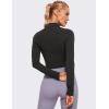 imageCRZ YOGA Womens Butterluxe Mock Turtleneck Long Sleeves Crop Tops Slim Fit Workout Casual TShirt Base Layer Fall ShirtsBlack