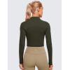 imageCRZ YOGA Womens Butterluxe Mock Turtleneck Long Sleeves Crop Tops Slim Fit Workout Casual TShirt Base Layer Fall ShirtsOlive Green