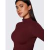 imageCRZ YOGA Womens Butterluxe Mock Turtleneck Long Sleeves Crop Tops Slim Fit Workout Casual TShirt Base Layer Fall ShirtsRed Merlot