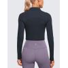 imageCRZ YOGA Womens Butterluxe Mock Turtleneck Long Sleeves Crop Tops Slim Fit Workout Casual TShirt Base Layer Fall ShirtsTrue Navy
