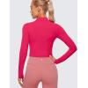 imageCRZ YOGA Womens Butterluxe Mock Turtleneck Long Sleeves Crop Tops Slim Fit Workout Casual TShirt Base Layer Fall ShirtsViva Magenta