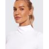 imageCRZ YOGA Womens Butterluxe Mock Turtleneck Long Sleeves Crop Tops Slim Fit Workout Casual TShirt Base Layer Fall ShirtsWhite