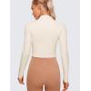 imageCRZ YOGA Womens Butterluxe Mock Turtleneck Long Sleeves Crop Tops Slim Fit Workout Casual TShirt Base Layer Fall ShirtsWhite Apricot