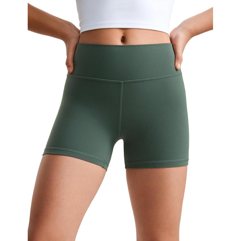 imageCRZ YOGA Girls Butterluxe Athletic Biker Shorts  Kids Teen High Waist Lounge Active Dance Yoga Running Buttery SoftDark Forest Green