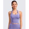 imageCRZ YOGA Womens Butterluxe Halter Longline Sports Bra  Padded Workout Yoga Crop Tops Tanks with Built in PadsDark Lavender Purple