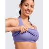 imageCRZ YOGA Womens Butterluxe Halter Longline Sports Bra  Padded Workout Yoga Crop Tops Tanks with Built in PadsDark Lavender Purple