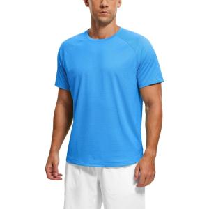 imageCRZ YOGA Mens Lightweight Athletic TShirts Moisture Wicking Running Workout Shirt Short Sleeve Gym TopsPoolside Blue