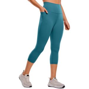 imageCRZ YOGA Womens Butterluxe Workout Capri Leggings with Pockets 21 Inches  High Waisted Gym Athletic Crop YogaBorealis Green