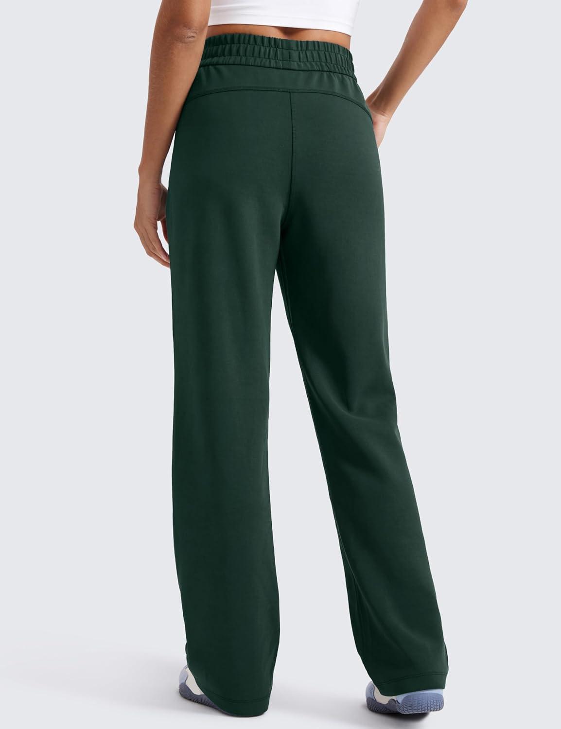 imageCRZ YOGA SoftAura Wide Leg Sweatpants Women 31quot Modal High Waisted Lounge Travel Casual Sweat Pants with Pockets DrawstringLegend Green