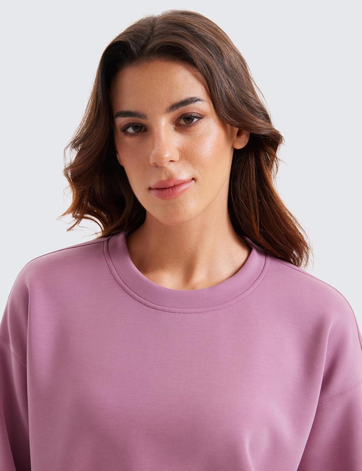 imageCRZ YOGA Womens SoftAura Crewneck Sweatshirt Long Sleeve Workout Casual Pullover Basic Fall TopsVelvet Dust