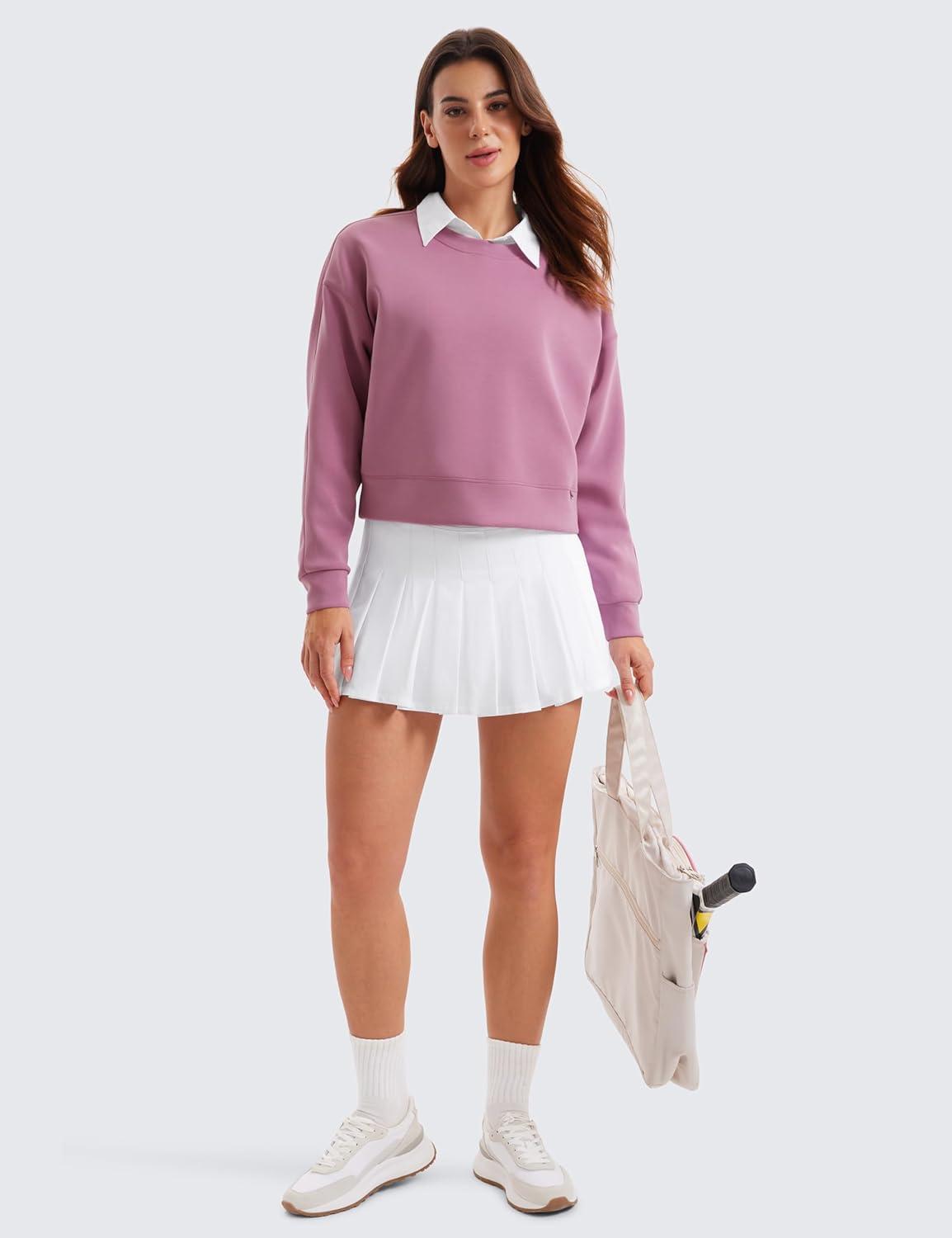imageCRZ YOGA Womens SoftAura Crewneck Sweatshirt Long Sleeve Workout Casual Pullover Basic Fall TopsVelvet Dust