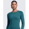 imageCRZ YOGA Womens Seamless Workout Long Sleeve Shirts Quick Dry Gym Athletic Tops Breathable Running Yoga TShirtsGreen Jade
