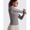 imageCRZ YOGA Womens Seamless Workout Long Sleeve Shirts Quick Dry Gym Athletic Tops Breathable Running Yoga TShirtsHot Fudge Brown Heather