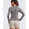 imageCRZ YOGA Womens Seamless Workout Long Sleeve Shirts Quick Dry Gym Athletic Tops Breathable Running Yoga TShirtsHot Fudge Brown Heather